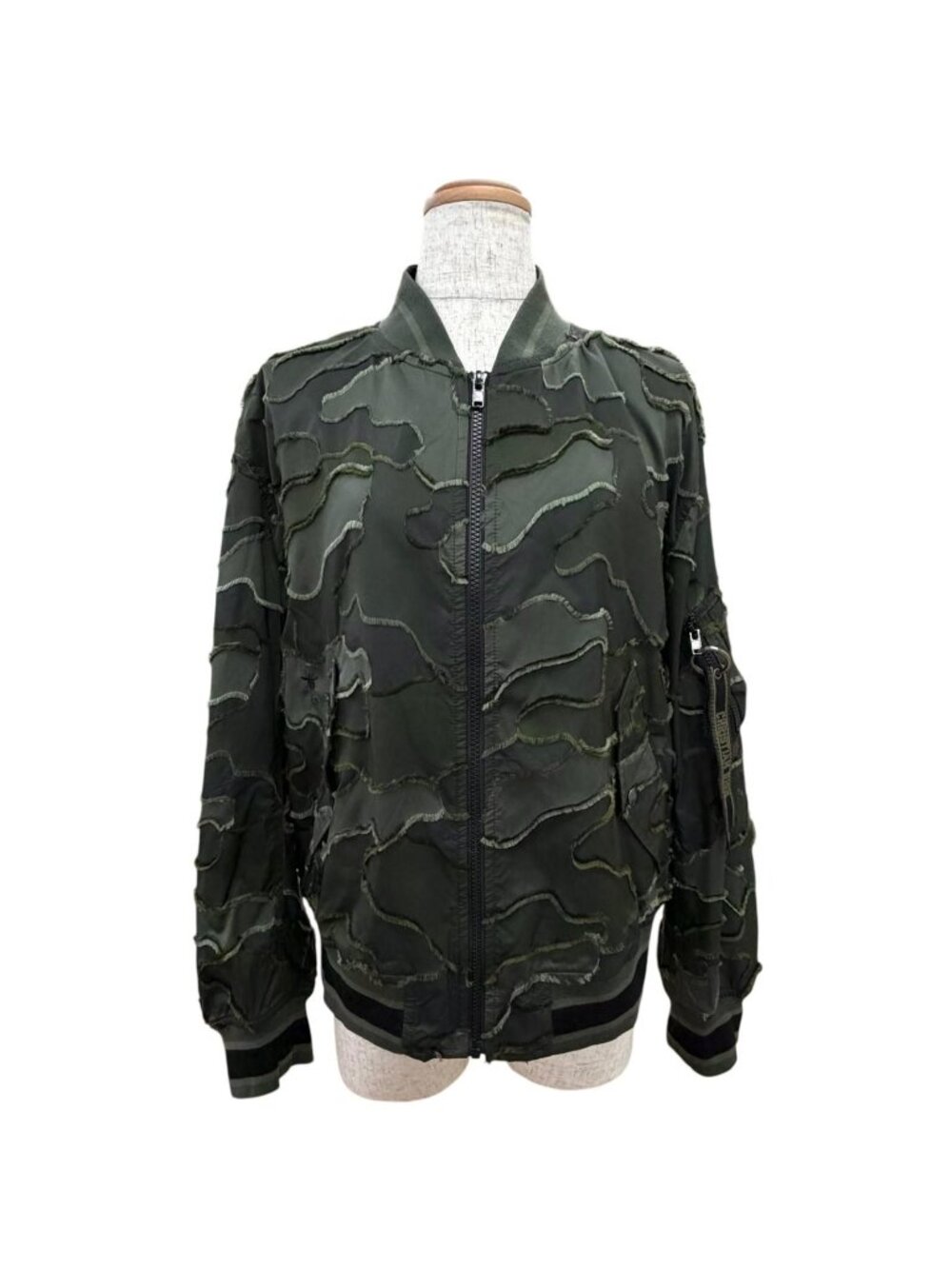 Dior Embroidery Camouflage Jacquard Bomber Jacket Khaki 42
